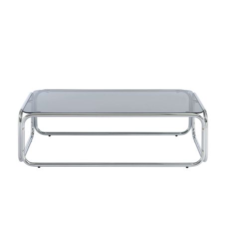 Table basse MAGGY verre trempé noir structure en chrome