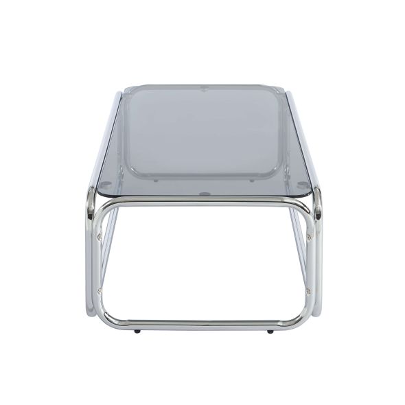 Table basse MAGGY verre trempé noir structure en chrome