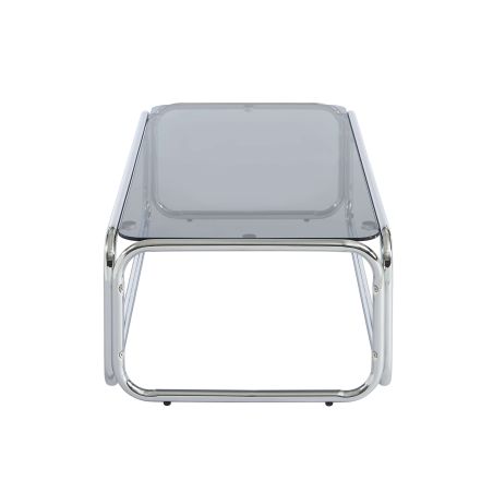 Table basse MAGGY verre trempé noir structure en chrome