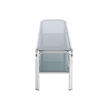Meuble TV MAGGY verre trempé noir et structure en chrome 160cm