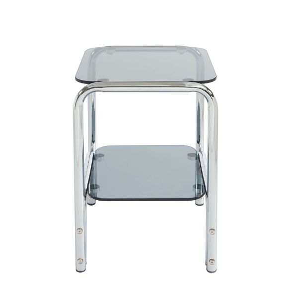 Table de chevet MAGGY verre trempé noir structure en chrome
