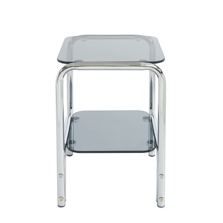 Table de chevet MAGGY verre trempé noir structure en chrome