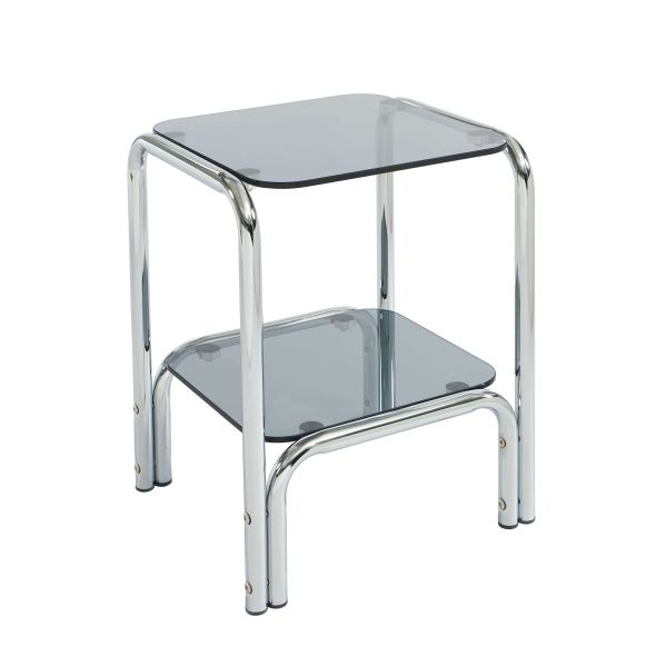 Table de chevet MAGGY verre trempé noir structure en chrome
