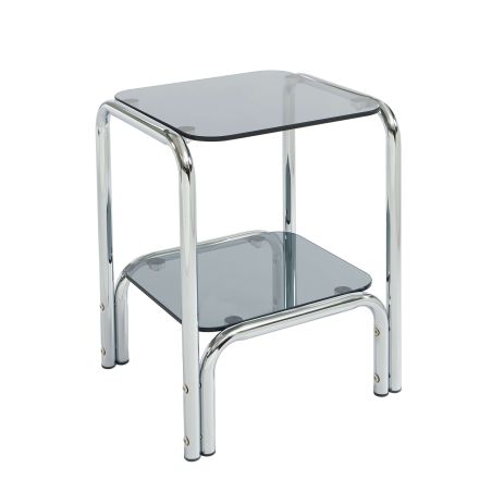 Table de chevet MAGGY verre trempé noir structure en chrome