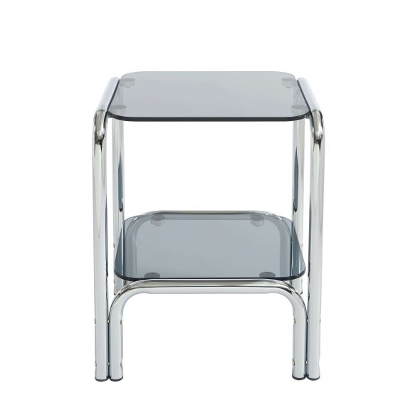 Table de chevet MAGGY verre trempé noir structure en chrome