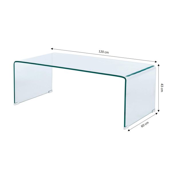 Table basse GINZAverre trempé transparent 120cm