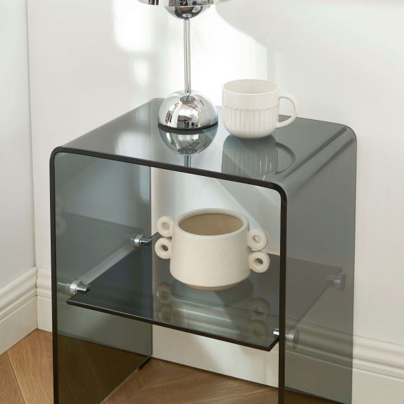 Table de chevet GINZA verre trempé noir