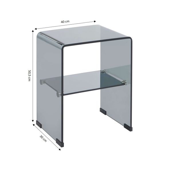 Lot de 2 tables de chevet GINZA verre trempé noir