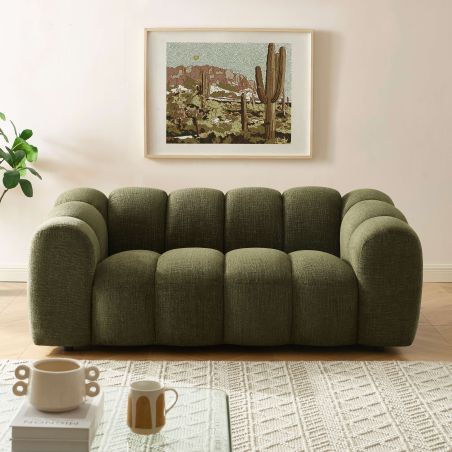 Canapé SUNNY 2 places tissu tweed vert