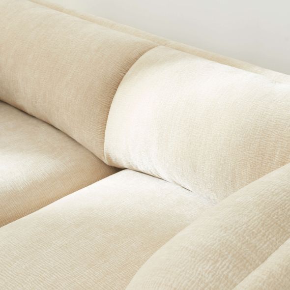 Canapé droit fixe NIKKI 2 places velours texturé beige