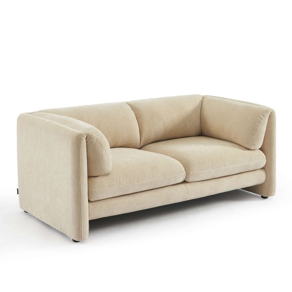 Canapé droit fixe NIKKI 2 places velours texturé beige