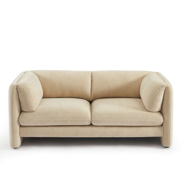 Canapé droit fixe NIKKI 2 places velours texturé beige