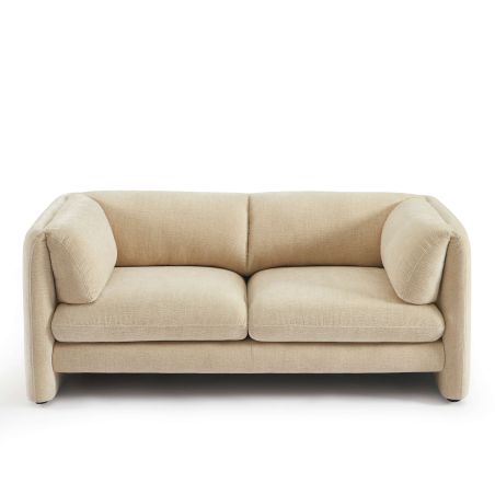 Canapé droit fixe NIKKI 2 places velours texturé beige