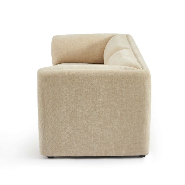 Canapé droit fixe NIKKI 2 places velours texturé beige