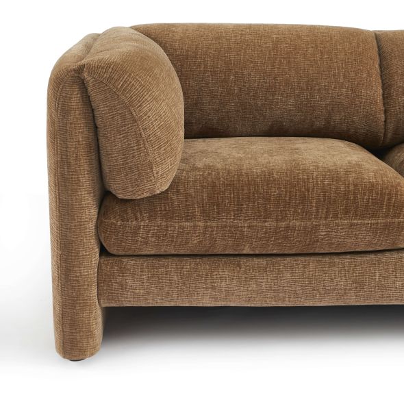 Canapé droit fixe NIKKI 2 places velours texturé marron