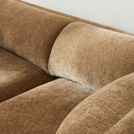 Canapé droit fixe NIKKI 2 places velours texturé marron