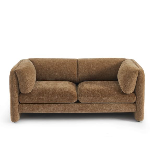 Canapé droit fixe NIKKI 2 places velours texturé marron