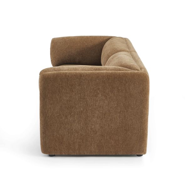 Canapé droit fixe NIKKI 2 places velours texturé marron