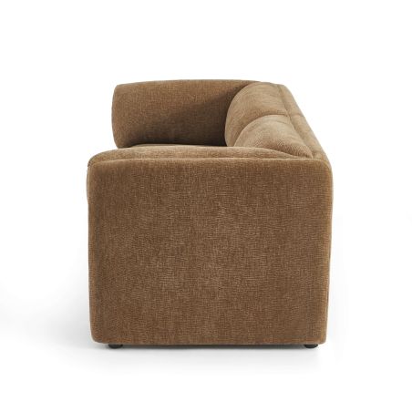 Canapé droit fixe NIKKI 2 places velours texturé marron