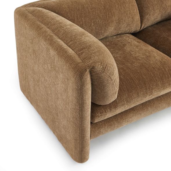 Canapé droit fixe NIKKI 2 places velours texturé marron