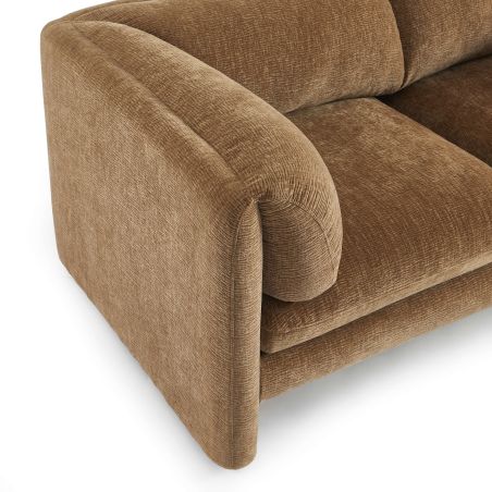 Canapé droit fixe NIKKI 2 places velours texturé marron