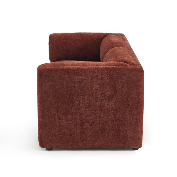 Canapé droit fixe NIKKI 2 places velours texturé terracotta