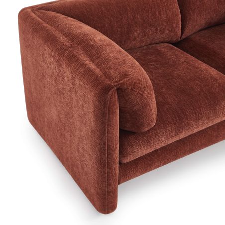 Canapé droit fixe NIKKI 2 places velours texturé terracotta