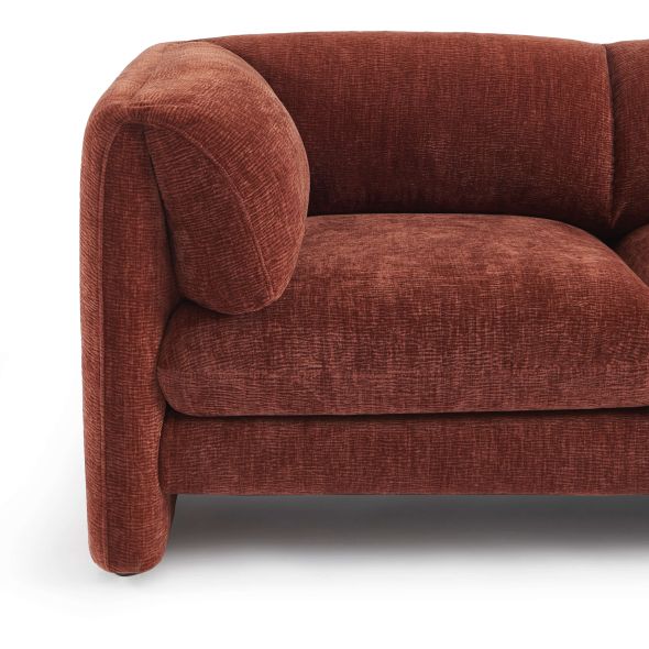 Canapé droit fixe NIKKI 2 places velours texturé terracotta