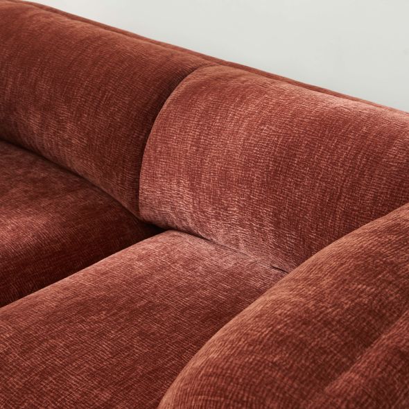 Canapé droit fixe NIKKI 2 places velours texturé terracotta