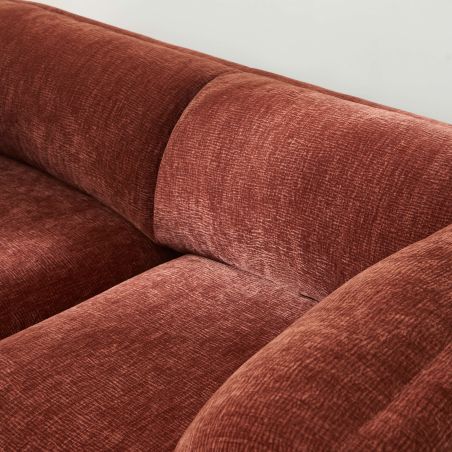 Canapé droit fixe NIKKI 2 places velours texturé terracotta