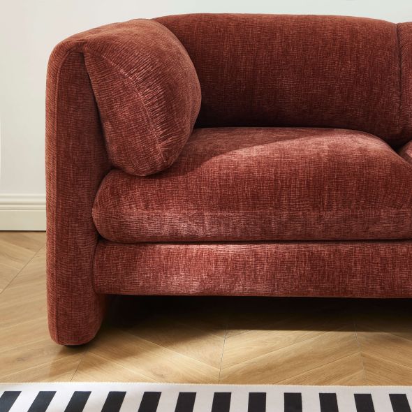 Canapé droit fixe NIKKI 2 places velours texturé terracotta