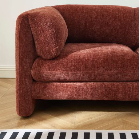 Canapé droit fixe NIKKI 2 places velours texturé terracotta