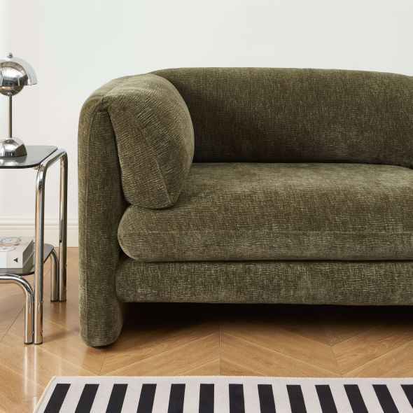 Canapé droit fixe NIKKI 3 places velours texturé vert