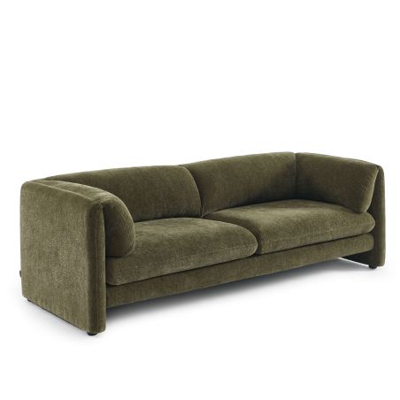 Canapé droit fixe NIKKI 3 places velours texturé vert