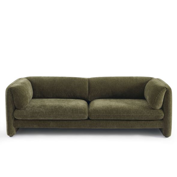 Canapé droit fixe NIKKI 3 places velours texturé vert