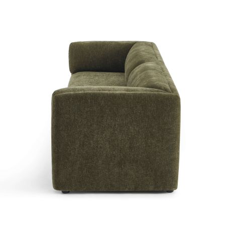 Canapé droit fixe NIKKI 3 places velours texturé vert