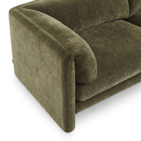 Canapé droit fixe NIKKI 3 places velours texturé vert