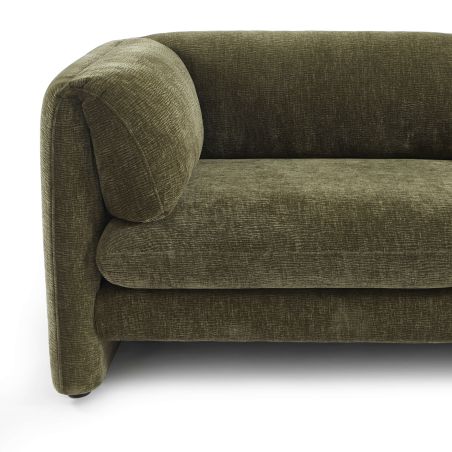 Canapé droit fixe NIKKI 3 places velours texturé vert