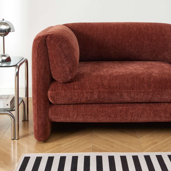 Canapé droit fixe NIKKI 3 places velours texturé terracotta