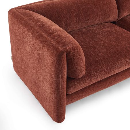 Canapé droit fixe NIKKI 3 places velours texturé terracotta