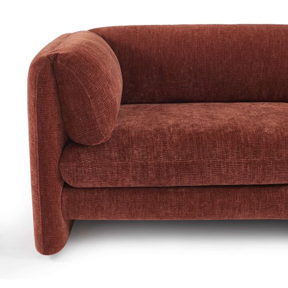 Canapé droit fixe NIKKI 3 places velours texturé terracotta