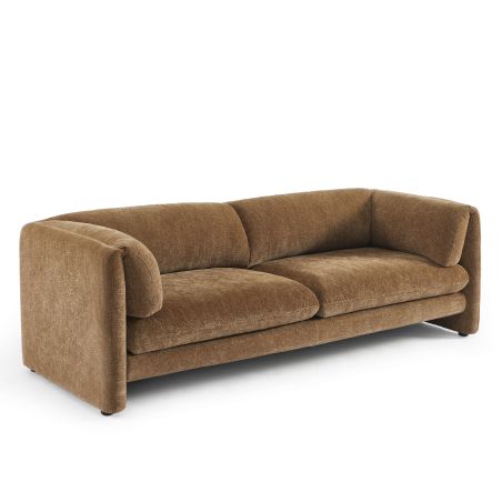 Canapé droit fixe NIKKI 3 places velours texturé marron