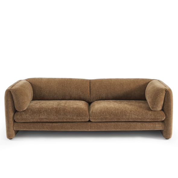 Canapé droit fixe NIKKI 3 places velours texturé marron