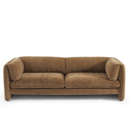 Canapé droit fixe NIKKI 3 places velours texturé marron