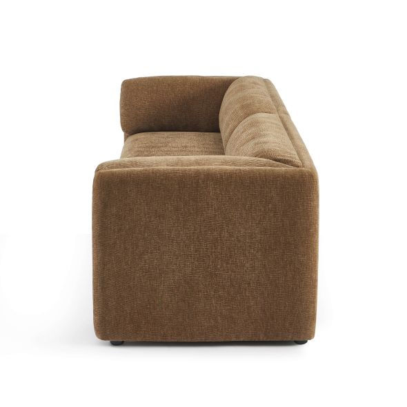 Canapé droit fixe NIKKI 3 places velours texturé marron