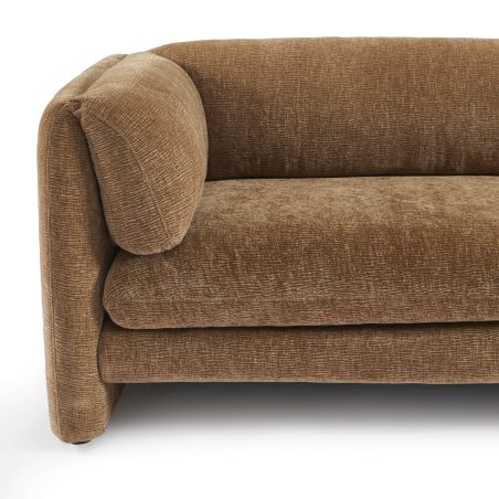 Canapé droit fixe NIKKI 3 places velours texturé marron