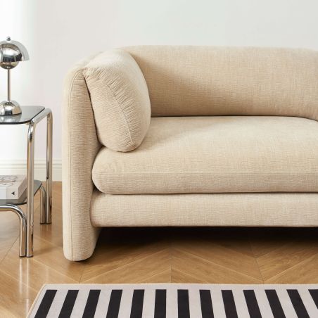 Canapé droit fixe NIKKI 3 places velours texturé beige