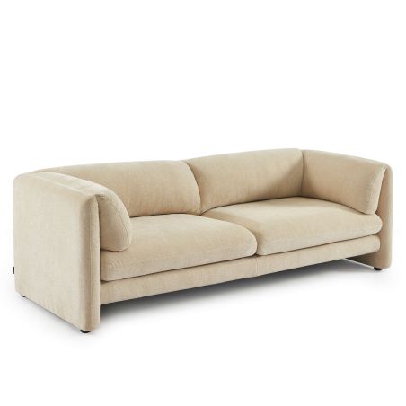 Canapé droit fixe NIKKI 3 places velours texturé beige