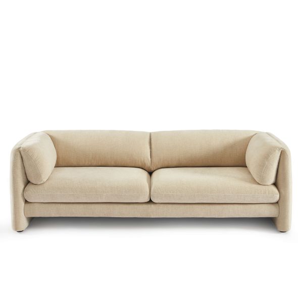 Canapé droit fixe NIKKI 3 places velours texturé beige