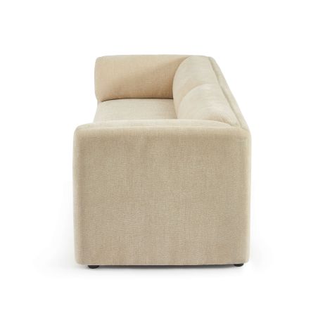 Canapé droit fixe NIKKI 3 places velours texturé beige